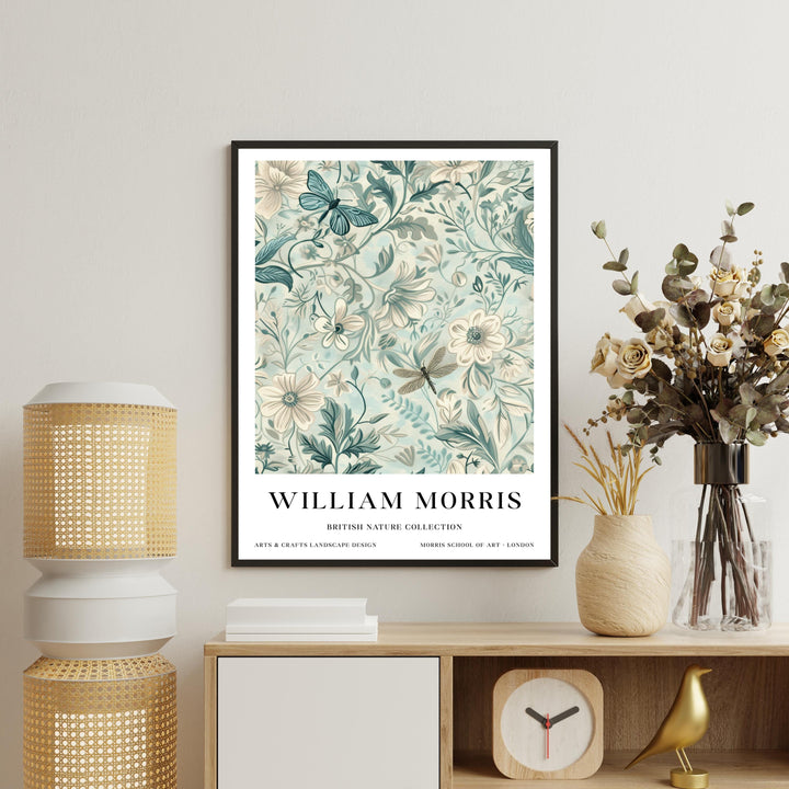 William Morris Dragonfly Wall Art Botanical Floral Print Vintage Cottagecore Nature Decor Arts And Crafts Poster Artwork for Home