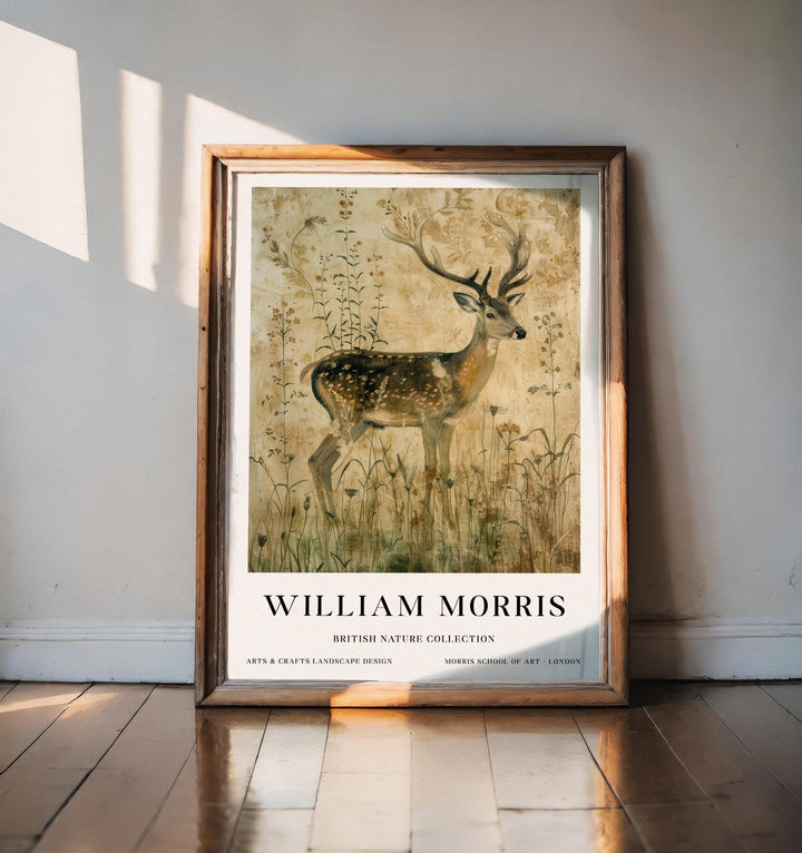 William Morris Stag Deer Wall Art Vintage Botanical Print Antique Style Cottagecore Nature Decor Arts And Crafts Poster Artwork for Home