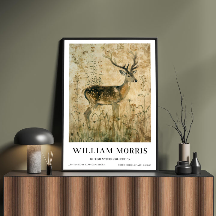 William Morris Stag Deer Wall Art Vintage Botanical Print Antique Style Cottagecore Nature Decor Arts And Crafts Poster Artwork for Home