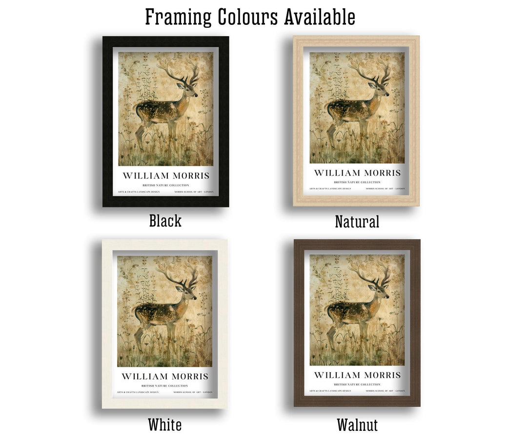 William Morris Stag Deer Wall Art Vintage Botanical Print Antique Style Cottagecore Nature Decor Arts And Crafts Poster Artwork for Home