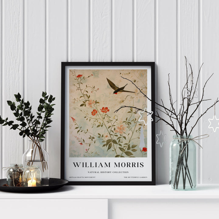 William Morris Swallow Bird Wall Art Botanical Floral Print Vintage Cottagecore Decor Arts And Crafts Nature Poster Artwork for Home