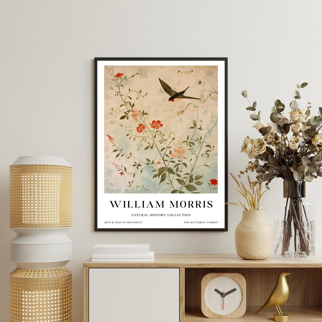 William Morris Swallow Bird Wall Art Botanical Floral Print Vintage Cottagecore Decor Arts And Crafts Nature Poster Artwork for Home