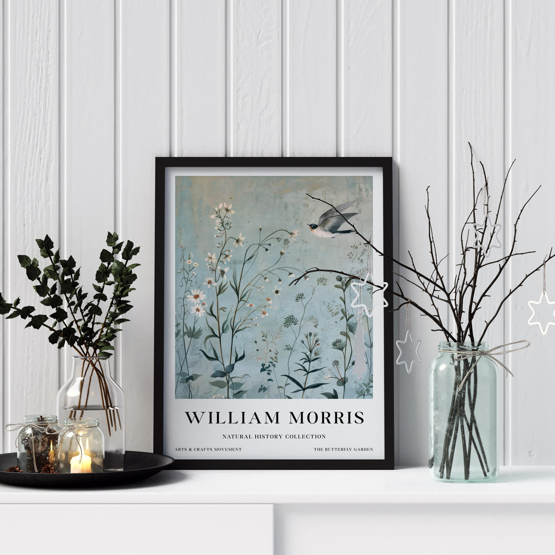 William Morris Swallow Bird Wall Art Blue Botanical Print Vintage Cottagecore Meadow Decor Arts And Crafts Poster Artwork for Home