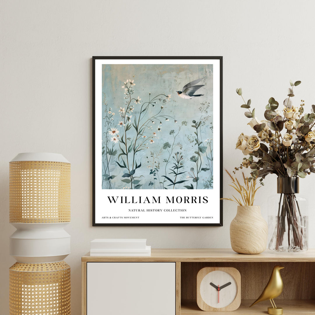 William Morris Swallow Bird Wall Art Blue Botanical Print Vintage Cottagecore Meadow Decor Arts And Crafts Poster Artwork for Home