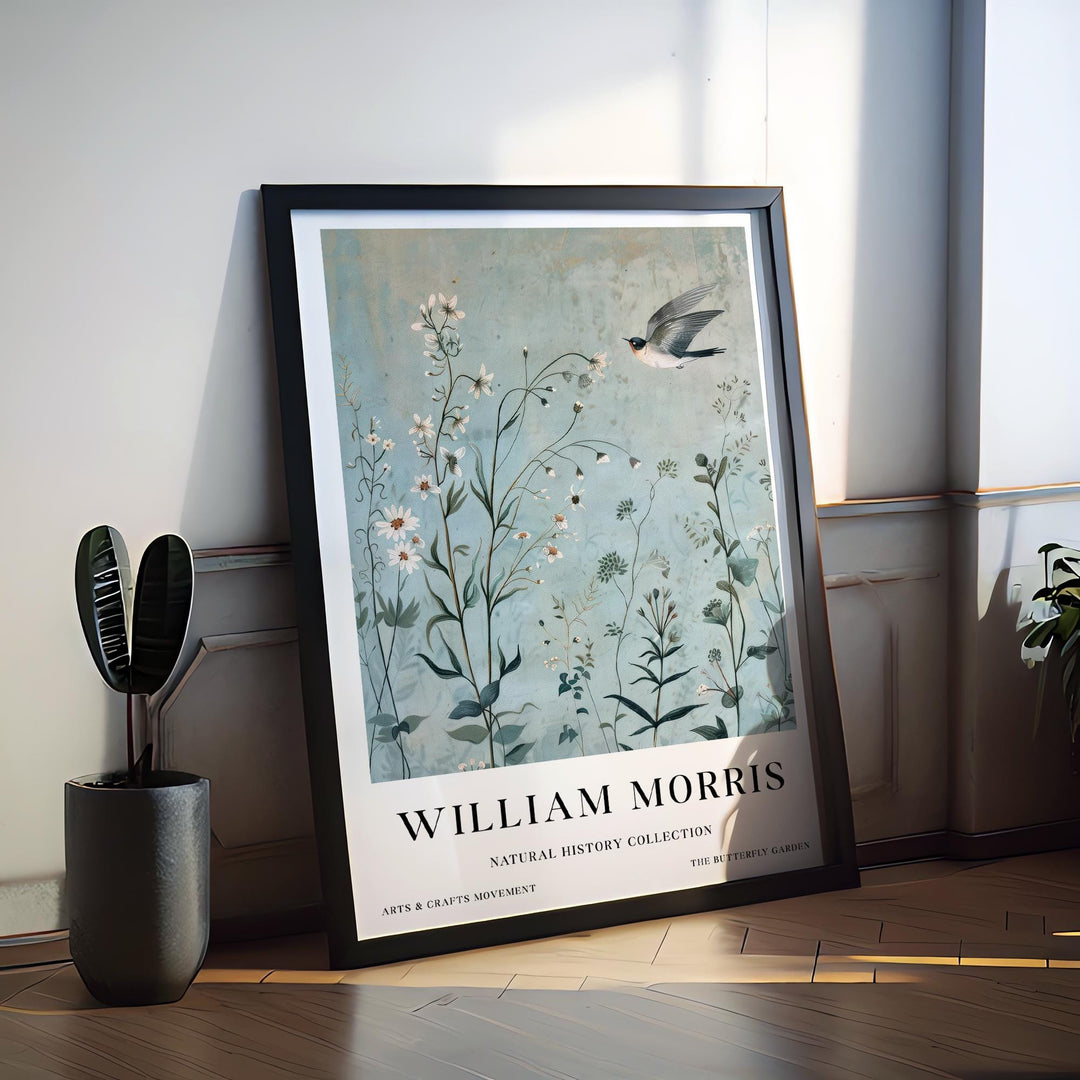 William Morris Swallow Bird Wall Art Blue Botanical Print Vintage Cottagecore Meadow Decor Arts And Crafts Poster Artwork for Home