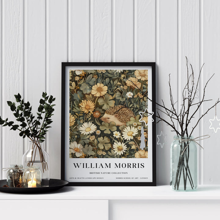 William Morris Hedgehog Wall Art Botanical Floral Print Vintage Cottagecore Nature Decor Arts And Crafts Poster Artwork for Home