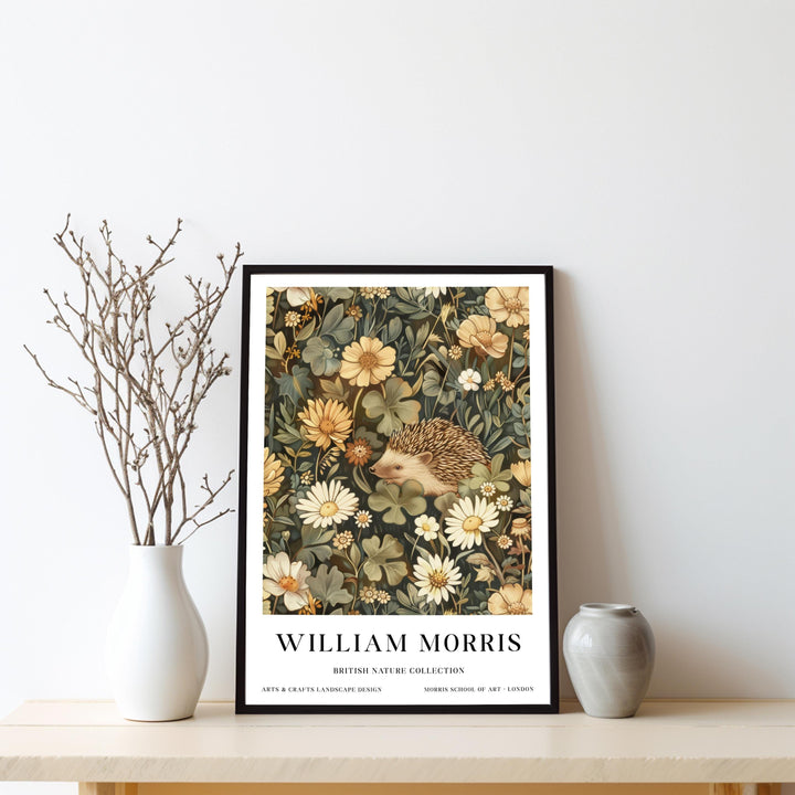 William Morris Hedgehog Wall Art Botanical Floral Print Vintage Cottagecore Nature Decor Arts And Crafts Poster Artwork for Home