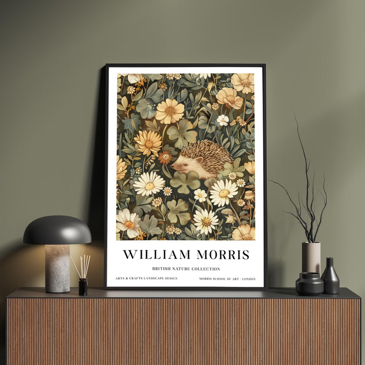 William Morris Hedgehog Wall Art Botanical Floral Print Vintage Cottagecore Nature Decor Arts And Crafts Poster Artwork for Home