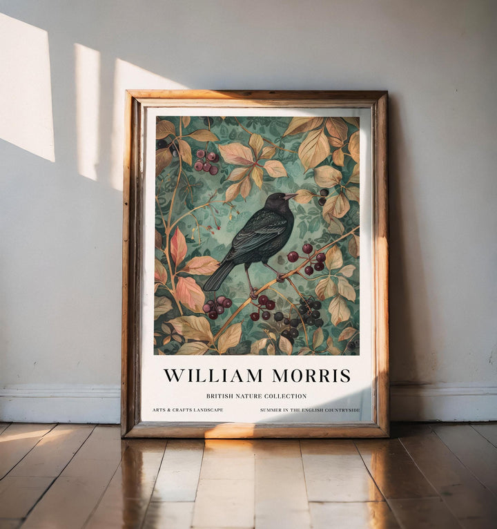 William Morris Blackbird Wall Art Botanical Berry Print Vintage Cottagecore Nature Decor Arts And Crafts Poster Artwork for Home