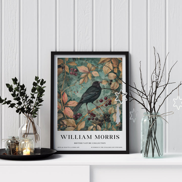 William Morris Blackbird Wall Art Botanical Berry Print Vintage Cottagecore Nature Decor Arts And Crafts Poster Artwork for Home