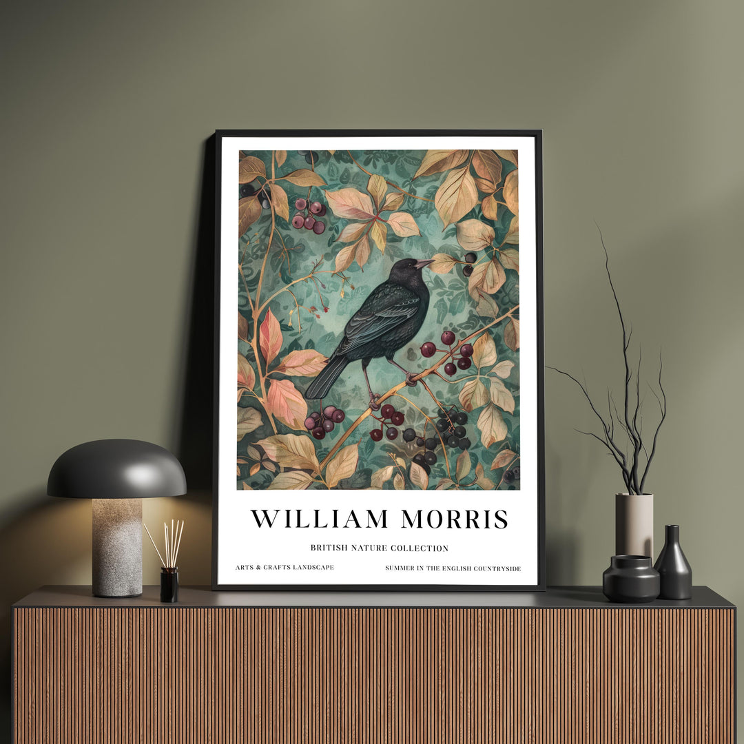 William Morris Blackbird Wall Art Botanical Berry Print Vintage Cottagecore Nature Decor Arts And Crafts Poster Artwork for Home
