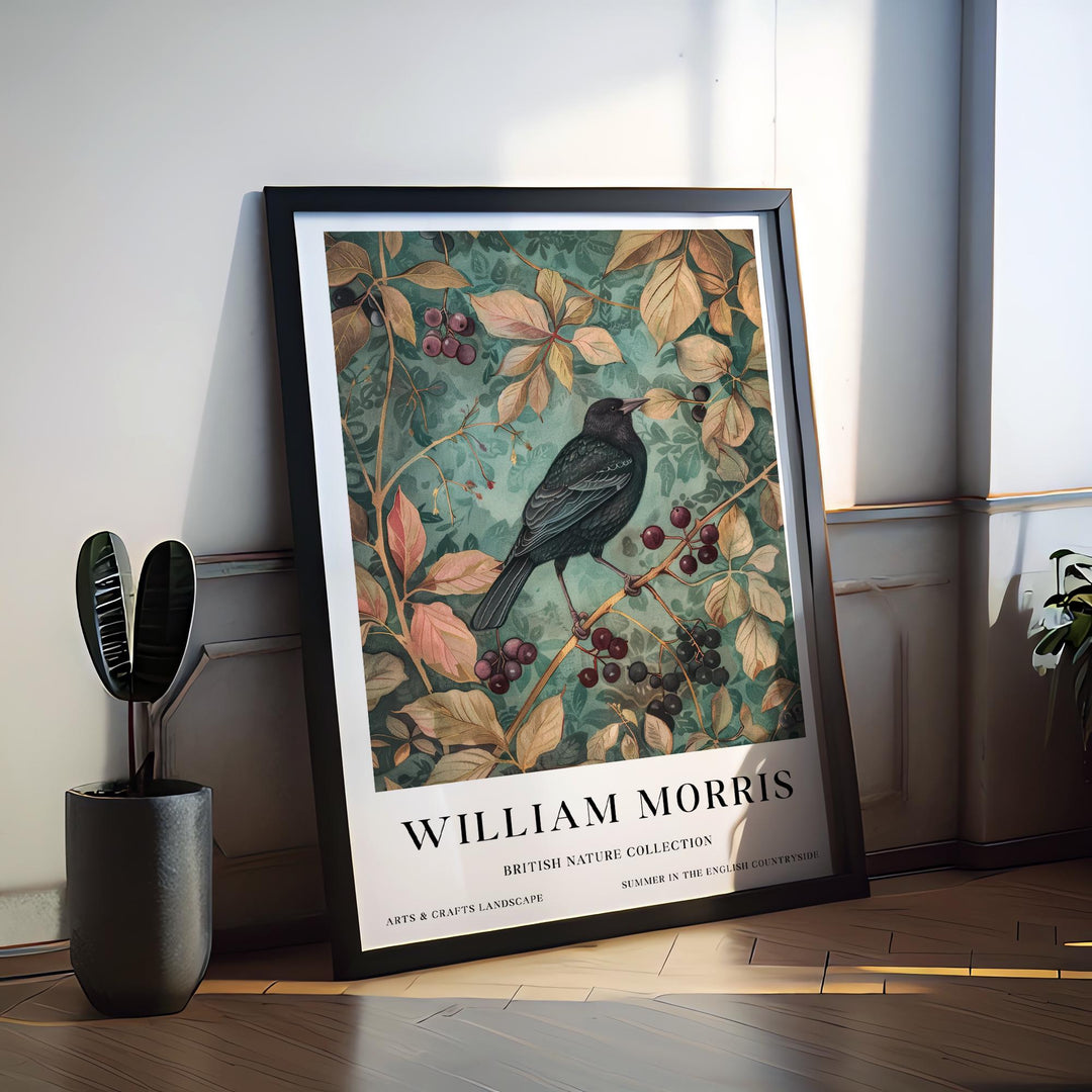 William Morris Blackbird Wall Art Botanical Berry Print Vintage Cottagecore Nature Decor Arts And Crafts Poster Artwork for Home