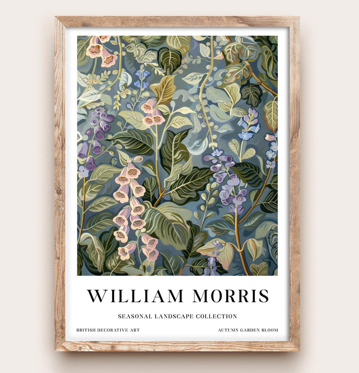 William Morris Foxglove Botanical Wall Art Blue Floral Print Vintage Cottagecore Decor Arts And Crafts Poster Artwork for Home