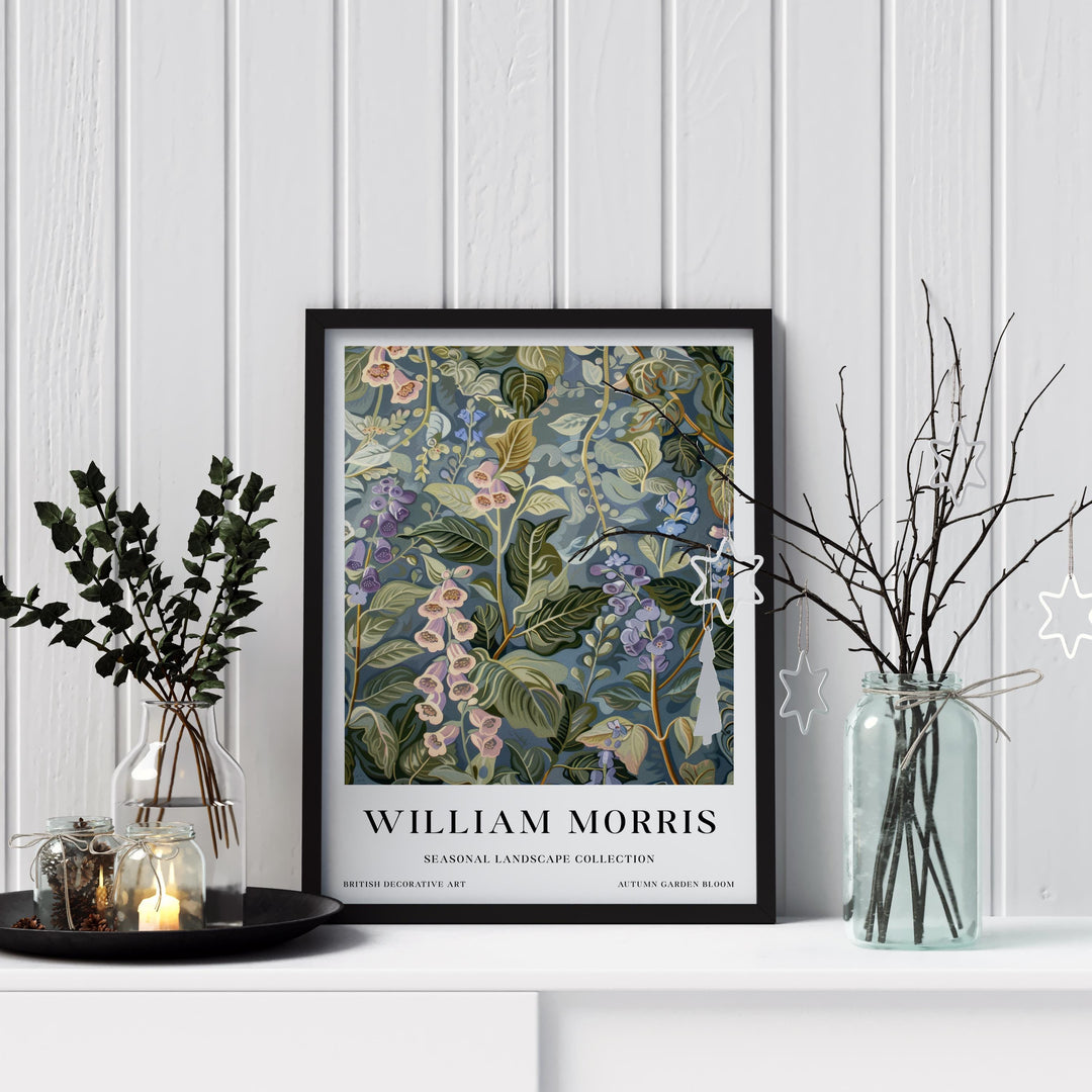 William Morris Foxglove Botanical Wall Art Blue Floral Print Vintage Cottagecore Decor Arts And Crafts Poster Artwork for Home