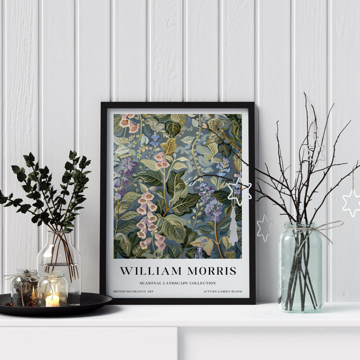 William Morris Foxglove Botanical Wall Art Blue Floral Print Vintage Cottagecore Decor Arts And Crafts Poster Artwork for Home