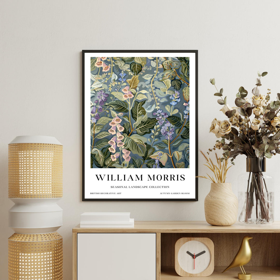 William Morris Foxglove Botanical Wall Art Blue Floral Print Vintage Cottagecore Decor Arts And Crafts Poster Artwork for Home