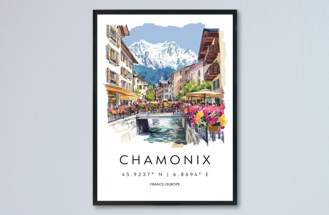 Chamonix Travel Print Chamonix Wall Decor France Chamonix Art Chamonix Wall Art French Alps Poster Gift for Mountain Lovers
