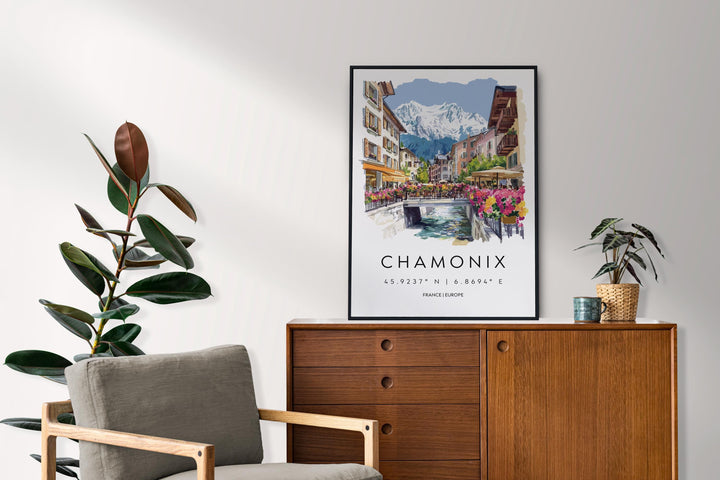 Chamonix Travel Print Chamonix Wall Decor France Chamonix Art Chamonix Wall Art French Alps Poster Gift for Mountain Lovers