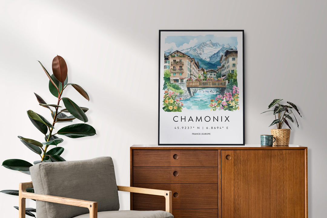 Chamonix Travel Print Chamonix Wall Decor France Chamonix Art Chamonix Wall Art French Alps Poster Gift for Mountain Lovers