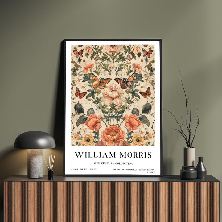 William Morris Butterfly Floral Wall Art Vintage Botanical Print Cottagecore Decor Arts And Crafts Nature Poster Artwork for Home