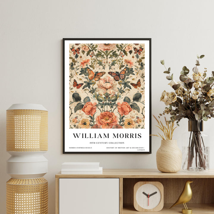 William Morris Butterfly Floral Wall Art Vintage Botanical Print Cottagecore Decor Arts And Crafts Nature Poster Artwork for Home