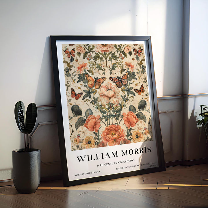William Morris Butterfly Floral Wall Art Vintage Botanical Print Cottagecore Decor Arts And Crafts Nature Poster Artwork for Home