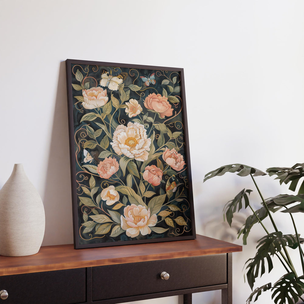 William Morris Dark Floral Butterfly Wall Art Vintage Botanical Print Cottagecore Decor Arts And Crafts Nature Poster Artwork for Home