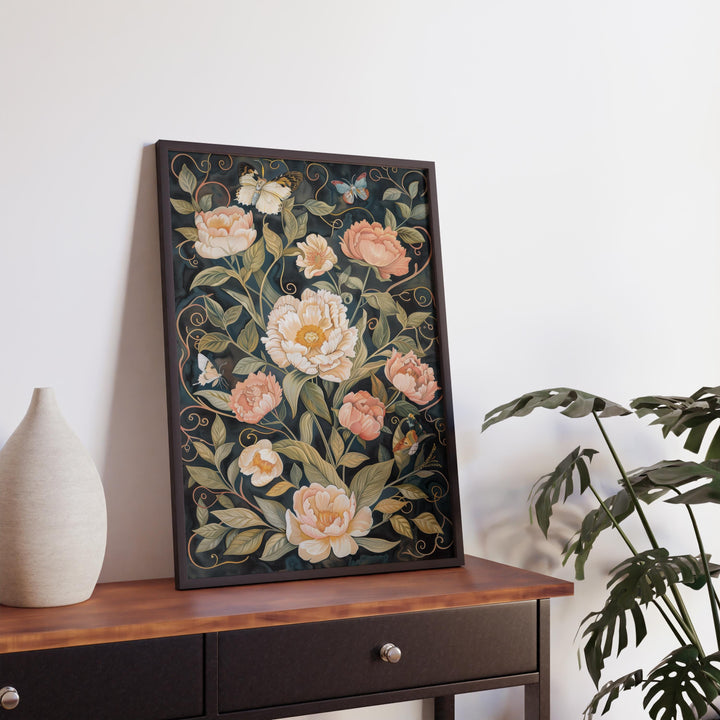 William Morris Dark Floral Butterfly Wall Art Vintage Botanical Print Cottagecore Decor Arts And Crafts Nature Poster Artwork for Home