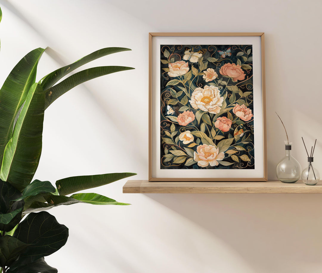 William Morris Dark Floral Butterfly Wall Art Vintage Botanical Print Cottagecore Decor Arts And Crafts Nature Poster Artwork for Home