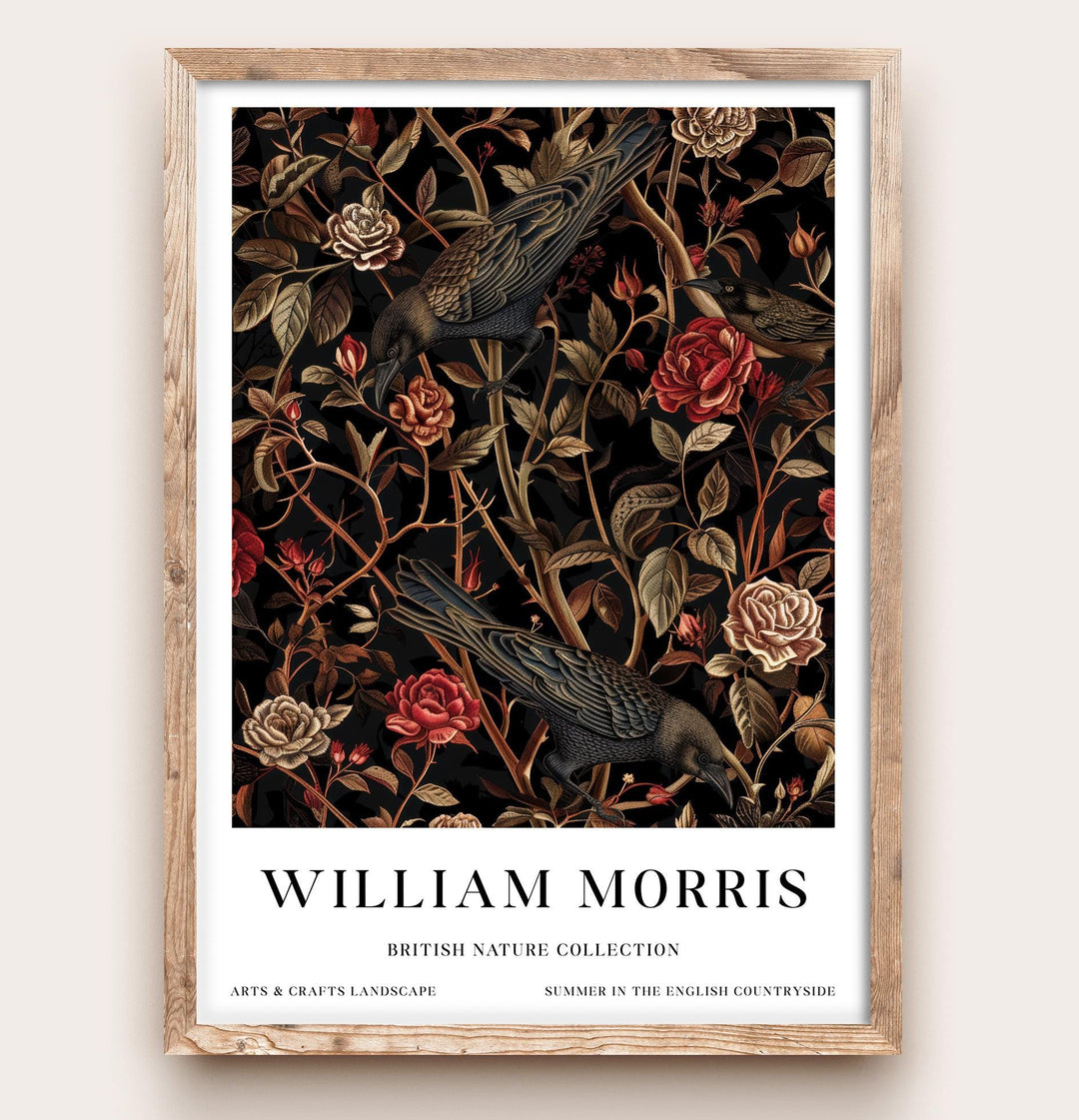 William Morris Raven Crow Wall Art Dark Floral Botanical Print Gothic Cottagecore Decor Arts And Crafts Nature Poster Artwork for Home