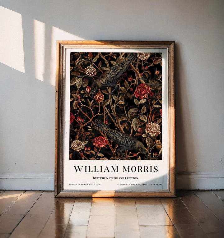 William Morris Raven Crow Wall Art Dark Floral Botanical Print Gothic Cottagecore Decor Arts And Crafts Nature Poster Artwork for Home