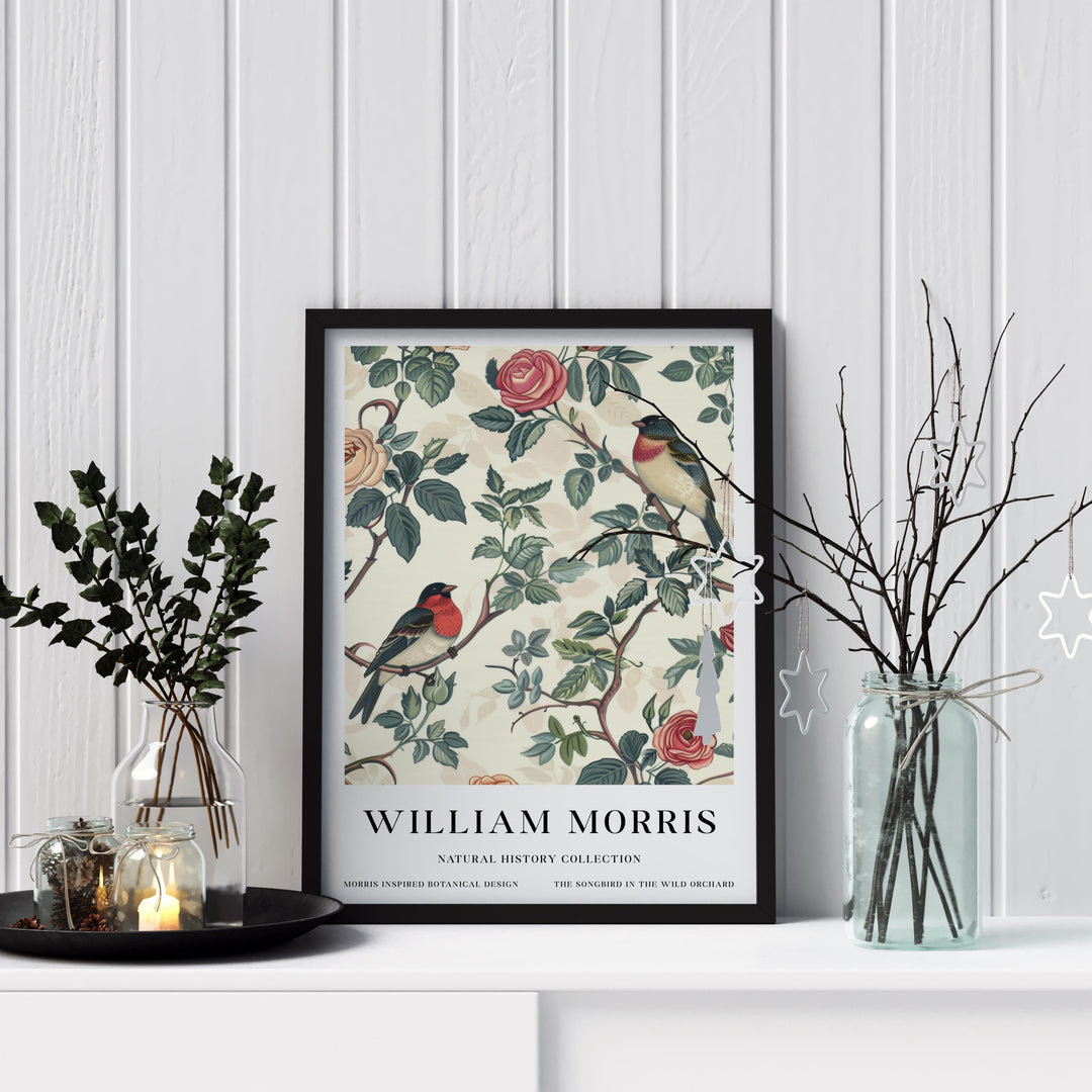 William Morris Robin Bird Wall Art Floral Botanical Print Vintage Cottagecore Decor Arts And Crafts Nature Poster Artwork for Home
