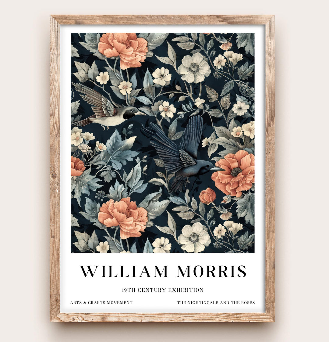 William Morris Hummingbird Bird Wall Art Dark Floral Botanical Print Vintage Cottagecore Decor Arts And Crafts Poster Artwork for Home