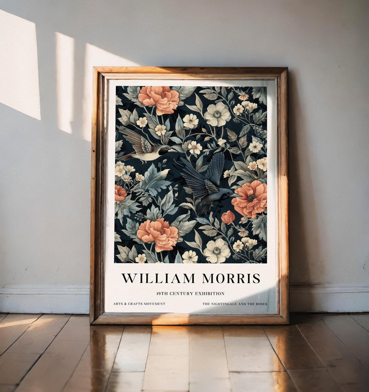 William Morris Hummingbird Bird Wall Art Dark Floral Botanical Print Vintage Cottagecore Decor Arts And Crafts Poster Artwork for Home
