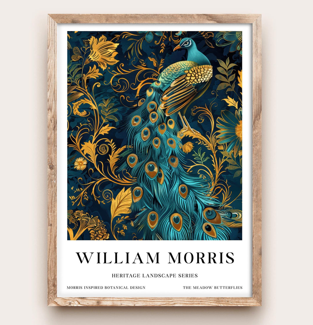 William Morris Peacock Wall Art Blue Gold Bird Vintage Botanical Print Luxury Cottagecore Decor Arts And Crafts Poster Artwork for Home