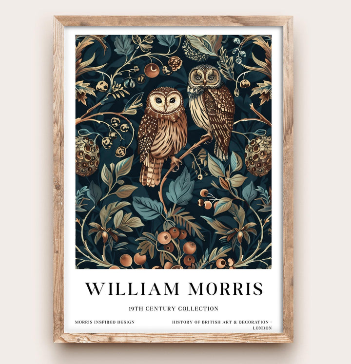 William Morris Owl Wall Art Woodland Bird Vintage Botanical Print Cottagecore Forest Decor Arts And Crafts Poster Artwork for Home
