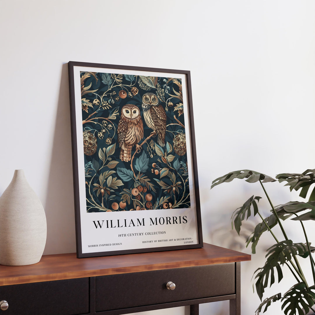 William Morris Owl Wall Art Woodland Bird Vintage Botanical Print Cottagecore Forest Decor Arts And Crafts Poster Artwork for Home