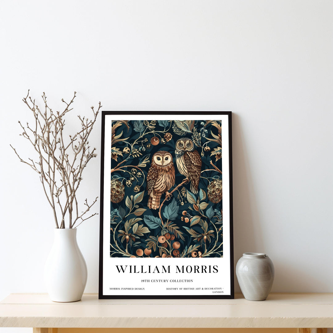 William Morris Owl Wall Art Woodland Bird Vintage Botanical Print Cottagecore Forest Decor Arts And Crafts Poster Artwork for Home