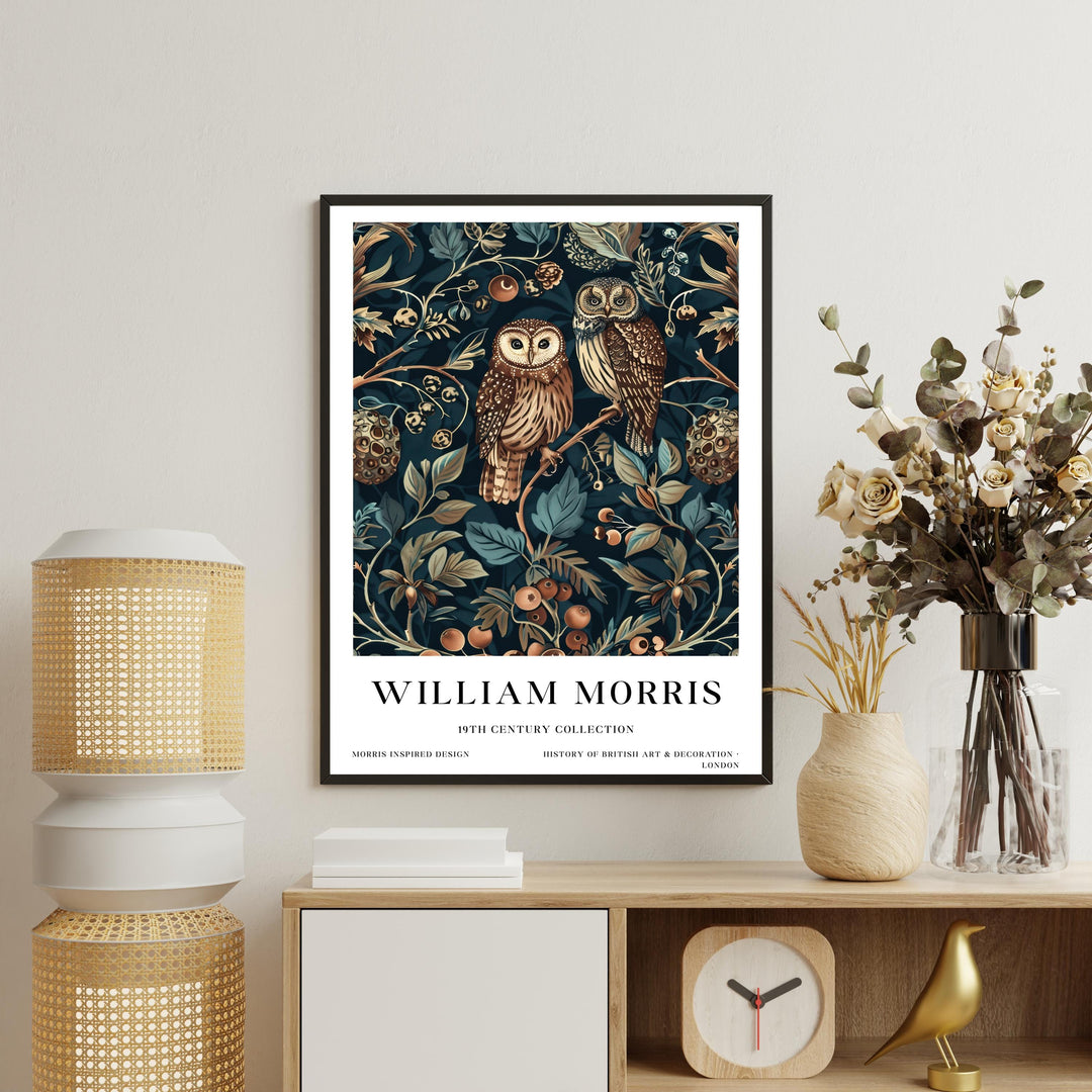 William Morris Owl Wall Art Woodland Bird Vintage Botanical Print Cottagecore Forest Decor Arts And Crafts Poster Artwork for Home