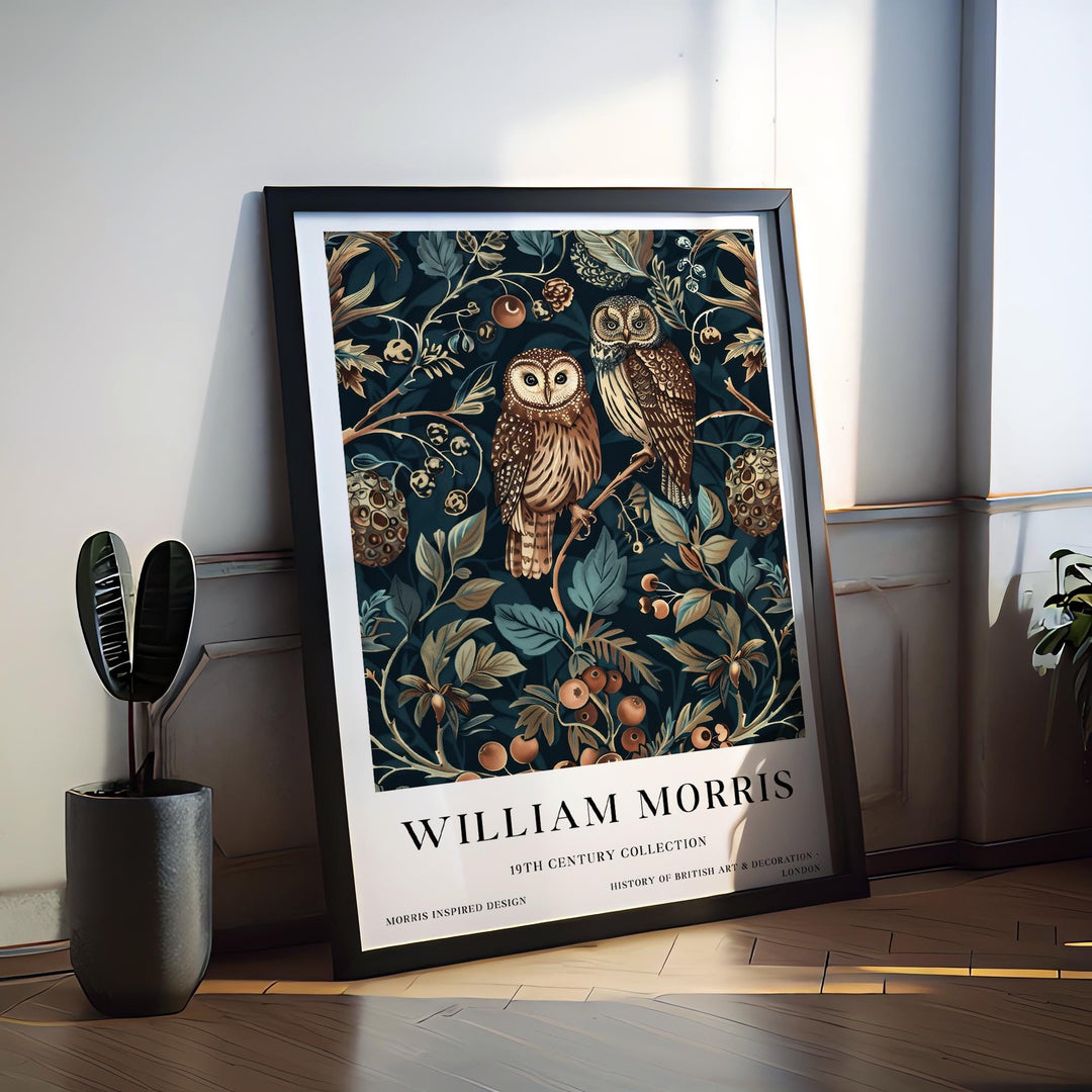 William Morris Owl Wall Art Woodland Bird Vintage Botanical Print Cottagecore Forest Decor Arts And Crafts Poster Artwork for Home