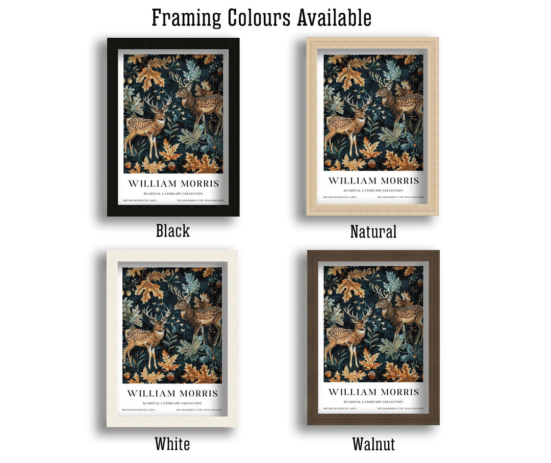 William Morris Deer Stag Wall Art Woodland Animal Autumn Botanical Print Cottagecore Forest Decor Arts And Crafts Poster Artwork for Home