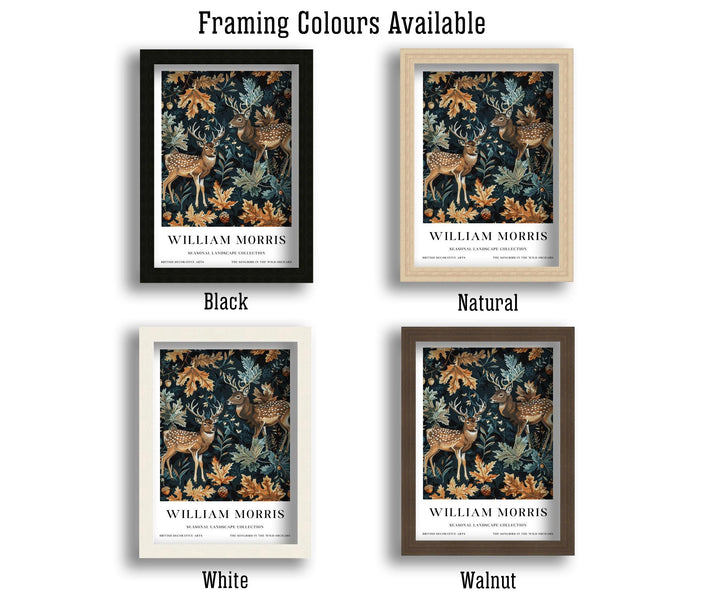 William Morris Deer Stag Wall Art Woodland Animal Autumn Botanical Print Cottagecore Forest Decor Arts And Crafts Poster Artwork for Home