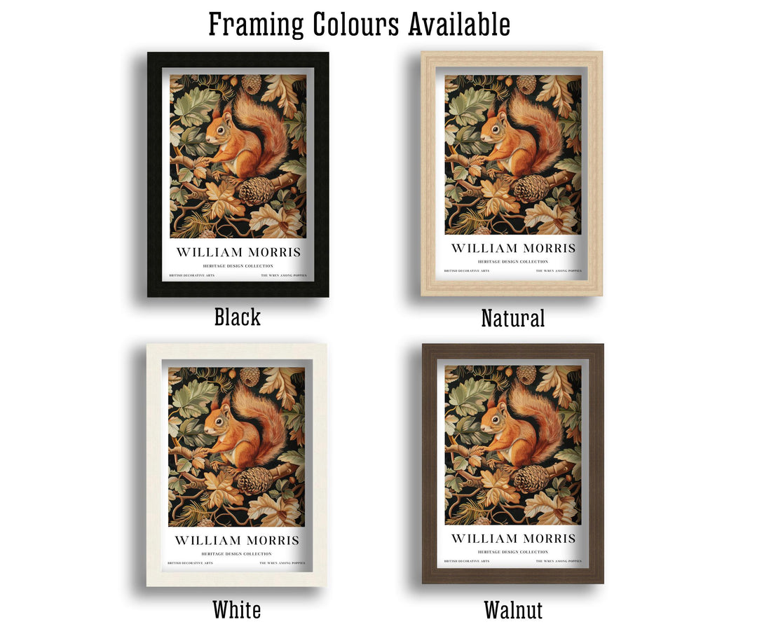 William Morris Red Squirrel Wall Art Woodland Animal Vintage Botanical Print Cottagecore Forest Decor Arts Crafts Poster Artwork for Home