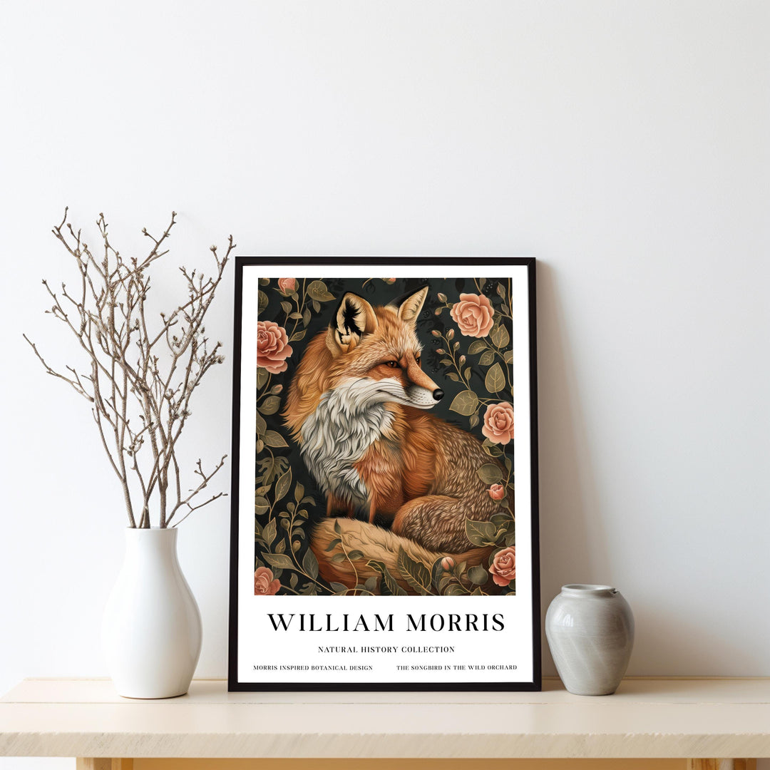 William Morris Fox Wall Art Floral Botanical Print Vintage Woodland Animal Cottagecore Decor Arts And Crafts Poster Artwork for Home