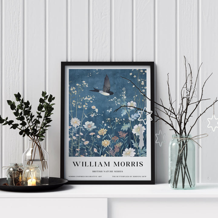 William Morris Swallow Bird Wall Art Wildflower Botanical Print Vintage Cottagecore Nature Decor Arts And Crafts Poster Artwork for Home