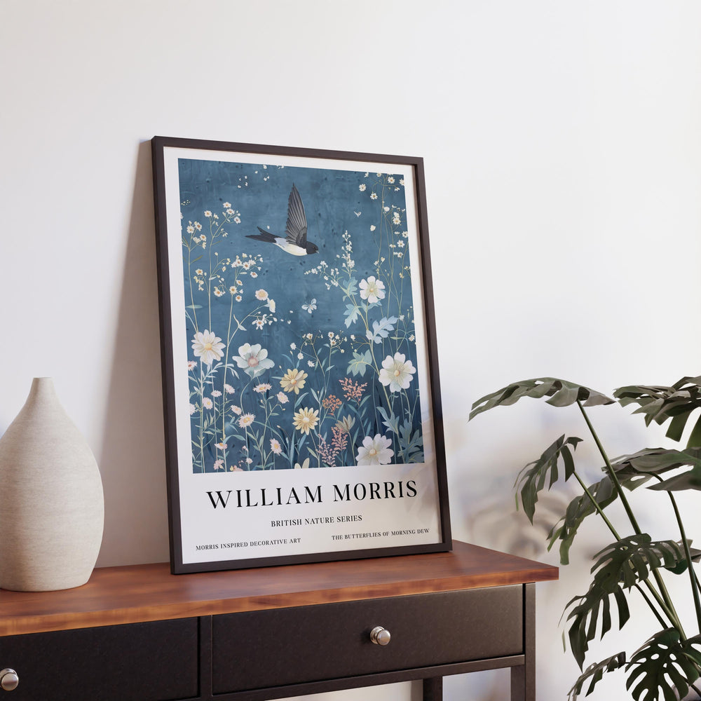 William Morris Swallow Bird Wall Art Wildflower Botanical Print Vintage Cottagecore Nature Decor Arts And Crafts Poster Artwork for Home