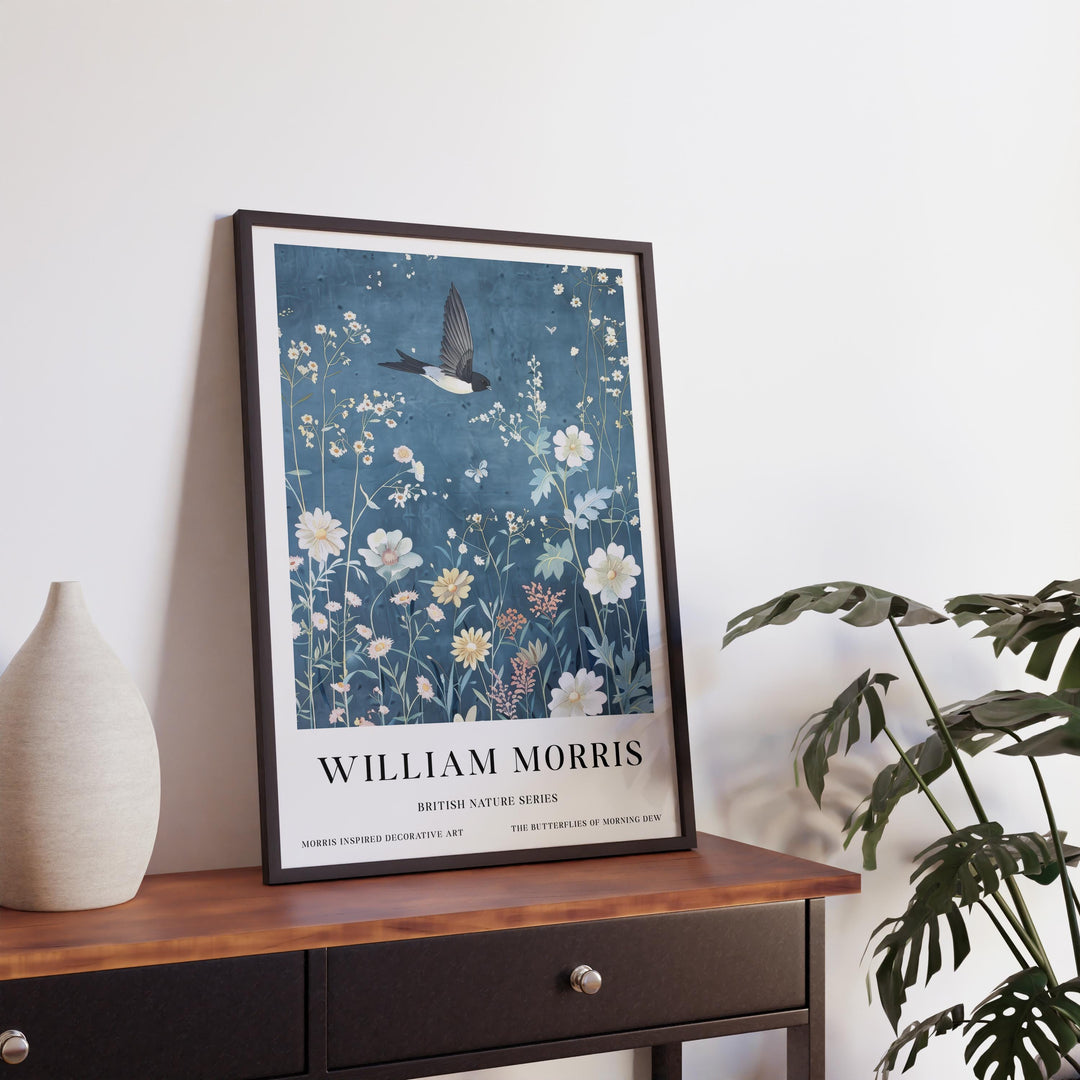 William Morris Swallow Bird Wall Art Wildflower Botanical Print Vintage Cottagecore Nature Decor Arts And Crafts Poster Artwork for Home