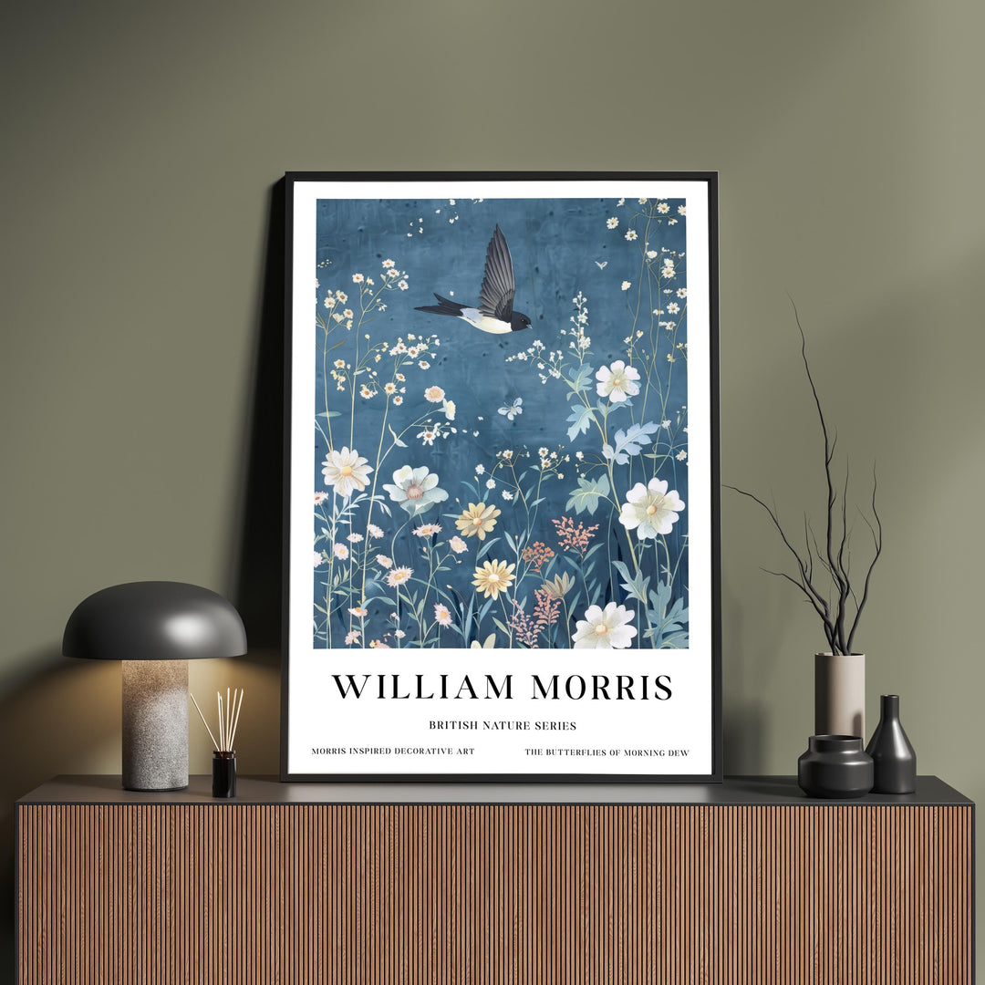 William Morris Swallow Bird Wall Art Wildflower Botanical Print Vintage Cottagecore Nature Decor Arts And Crafts Poster Artwork for Home