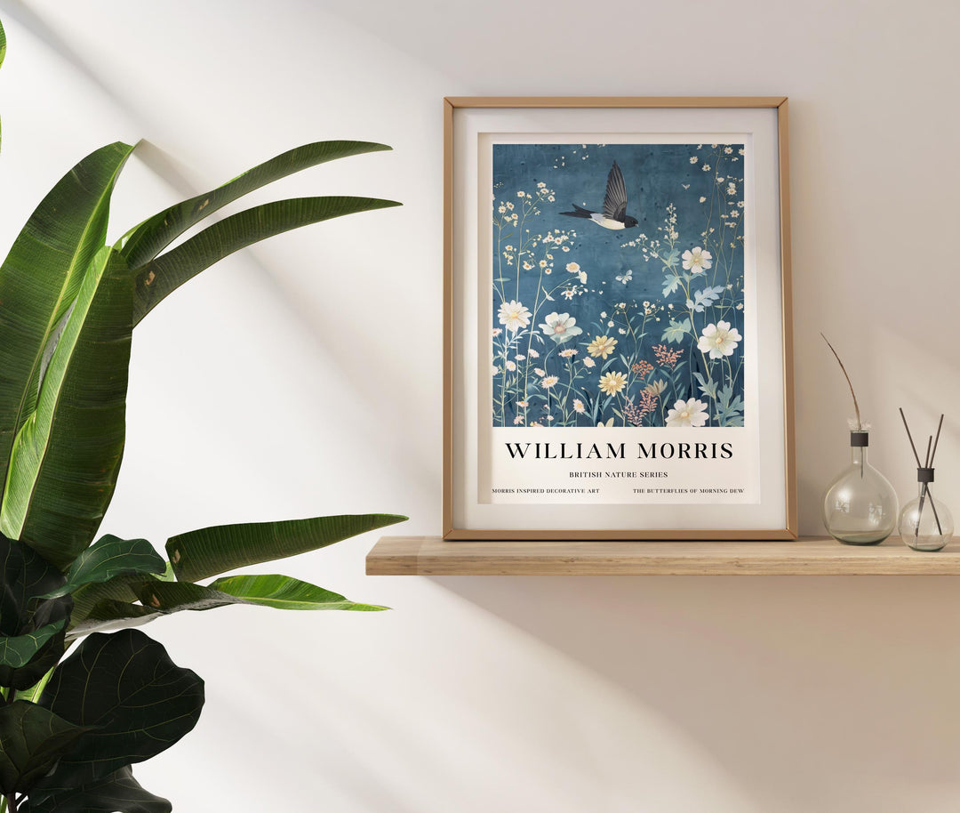 William Morris Swallow Bird Wall Art Wildflower Botanical Print Vintage Cottagecore Nature Decor Arts And Crafts Poster Artwork for Home