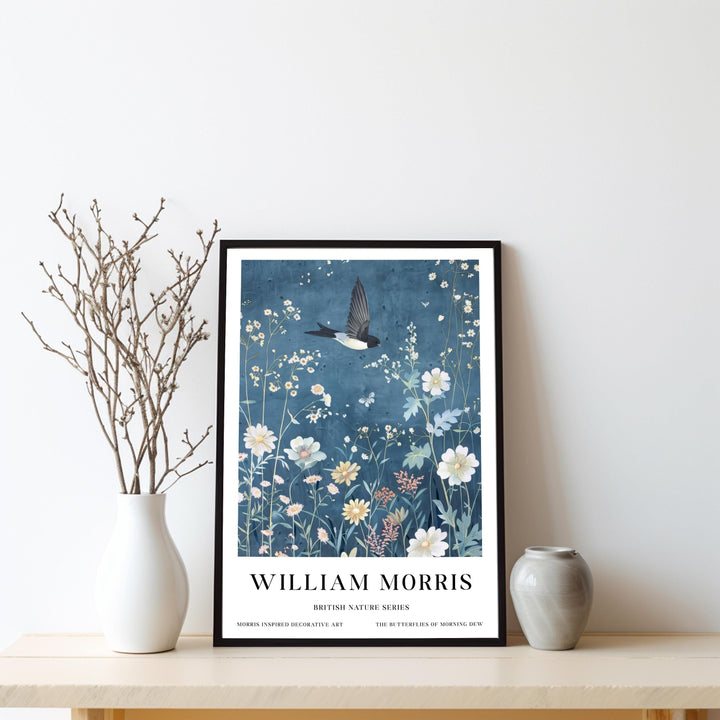 William Morris Swallow Bird Wall Art Wildflower Botanical Print Vintage Cottagecore Nature Decor Arts And Crafts Poster Artwork for Home